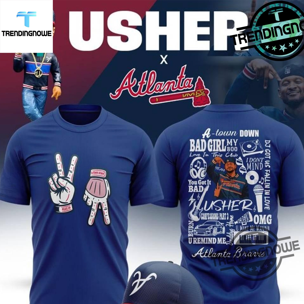 "Top 5 Must-Have Shirts for Sports and Social Justice Fans" 13 Atlanta Braves Usher Upside Down Logo Shirt