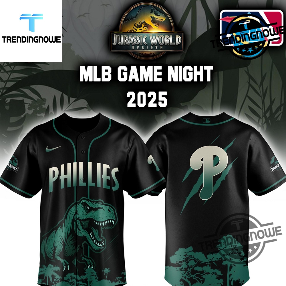 "Top 5 Jurassic World Rebirth 2025 Baseball Jerseys: MLB Edition" 4 Philadelphia Phillies Jurassic World Rebirth 2025 Baseball Jersey