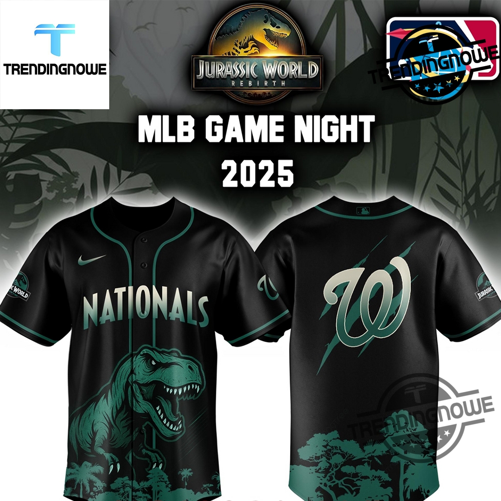 Washington Nationals Jurassic World Rebirth 2025 Baseball Jersey 5 Washington Nationals Jurassic World Rebirth 2025 Baseball Jersey