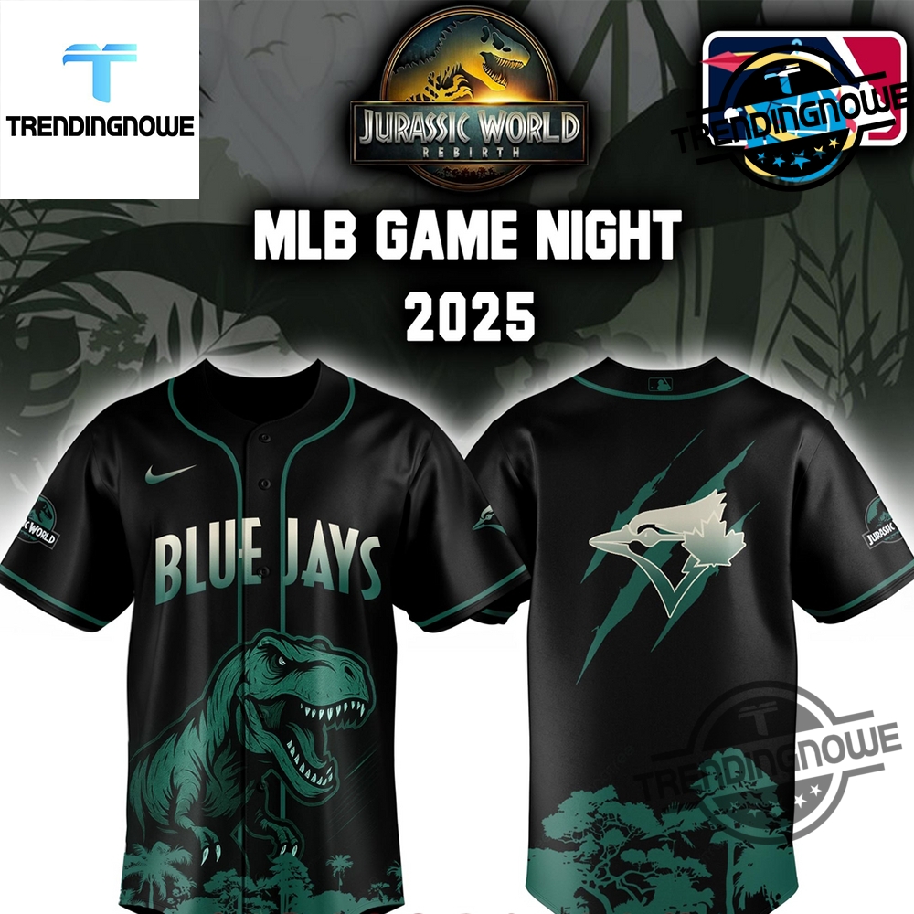 Toronto Blue Jays Jurassic World Rebirth 2025 Baseball Jersey 5 Toronto Blue Jays Jurassic World Rebirth 2025 Baseball Jersey