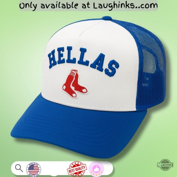 2025 boston red sox greek american celebration hellas meshed trucker cap