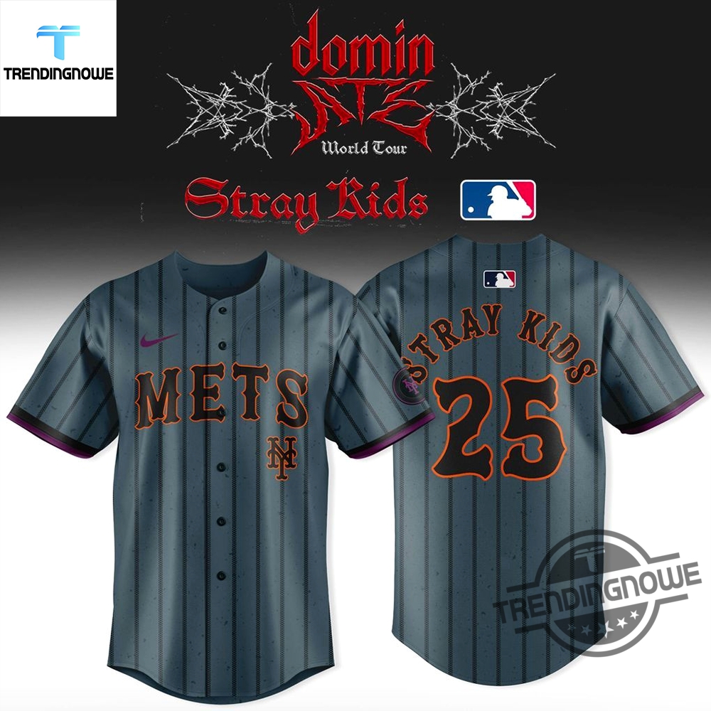 "2025 MLB Metallica Jerseys: Angels, Marlins, Brewers, Twins, Royals" 25 New York Mets Stray Kids Dominate World Tour 2025 Jersey