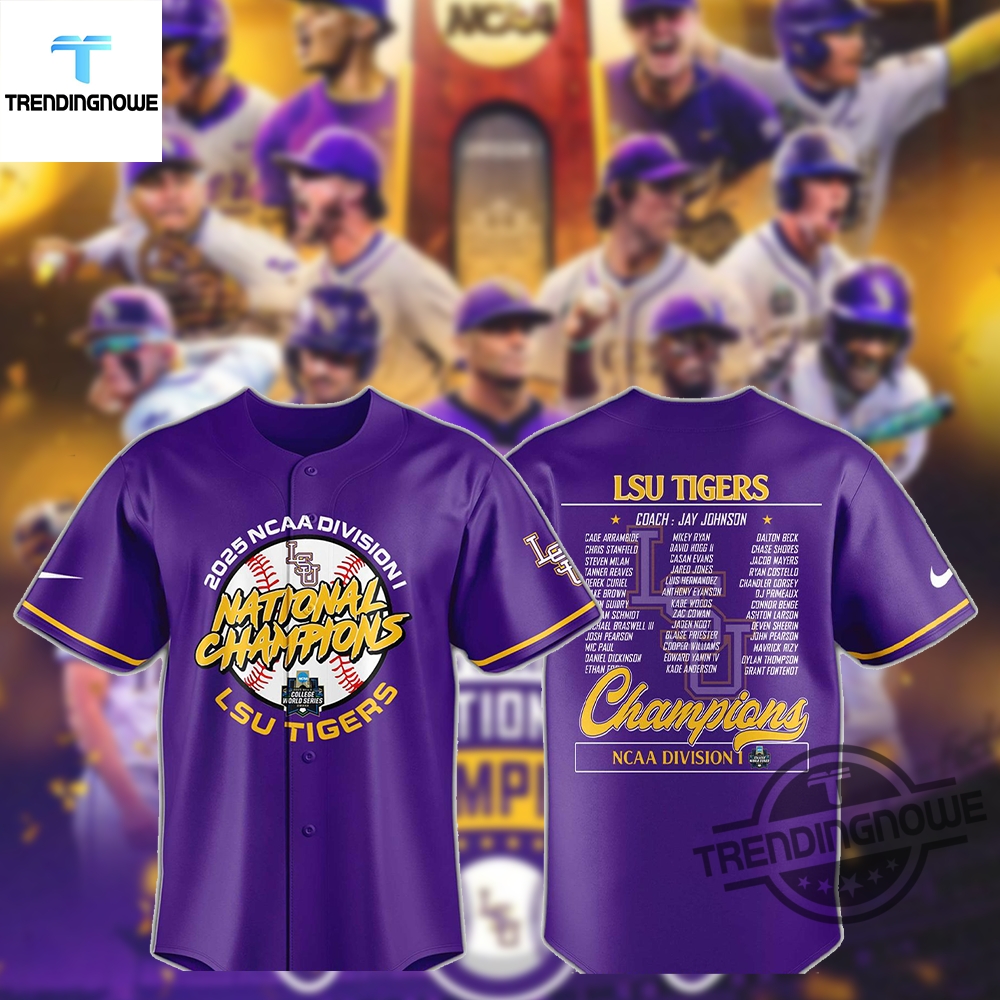 "Top LSU Tigers 2025 National Champions Baseball Apparel Collection Revealed" 2 Lsu Tigers Baseball Championship 2025 Baseball Jersey Sh
