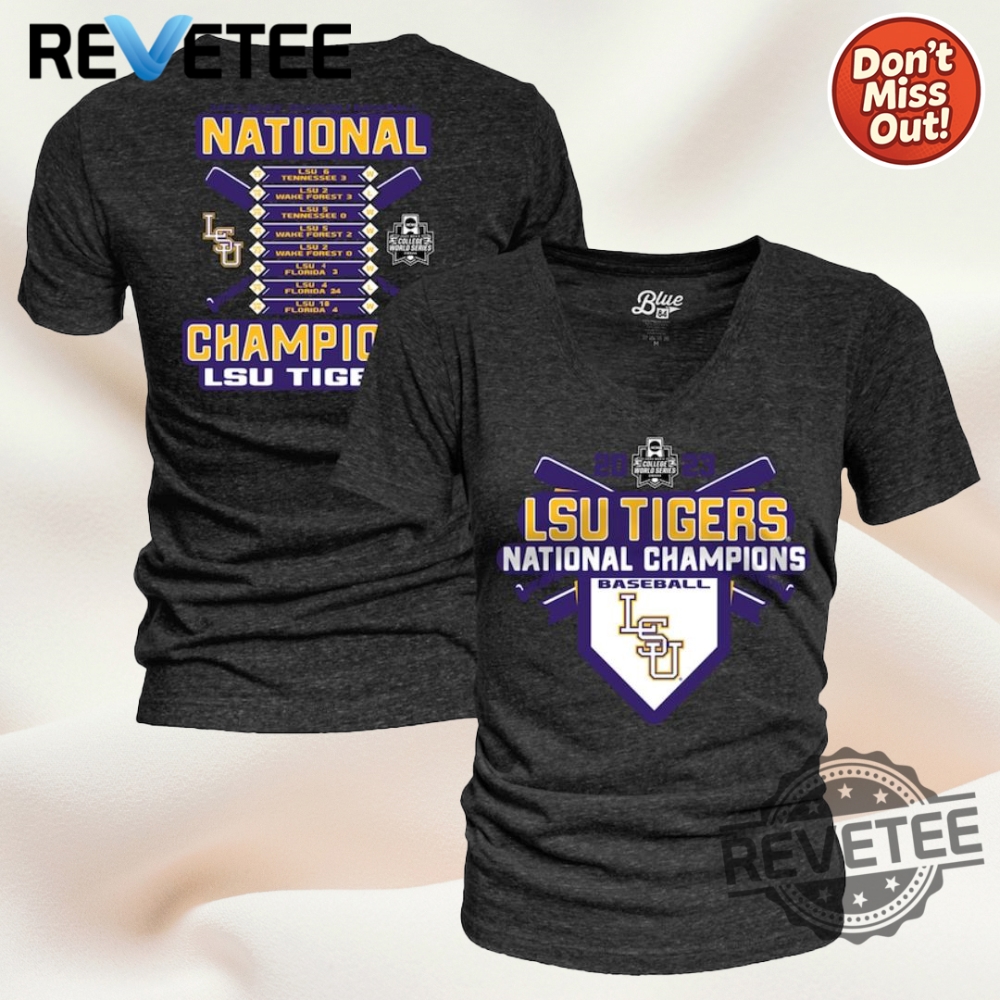Womens Blue 84 Black Lsu Tigers 2023 Ncaa Mens Baseball College World Series Champions Schedule T Shirt revetee 1