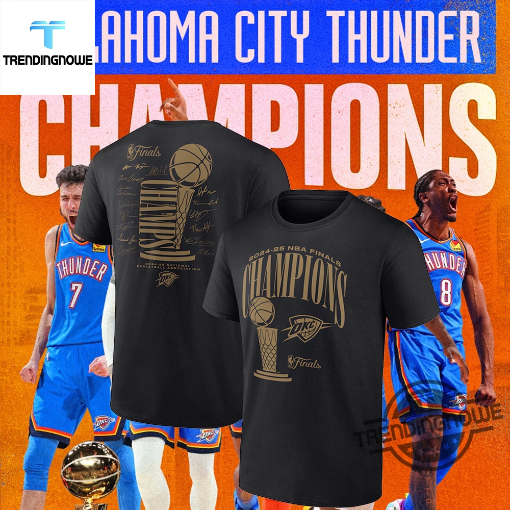 OKC 2025 NBA Finals Champions Double Dribble Roster Trophy Shirt 7 OKC 2025 NBA Finals Champions Double Dribble Roster Trophy Shirt