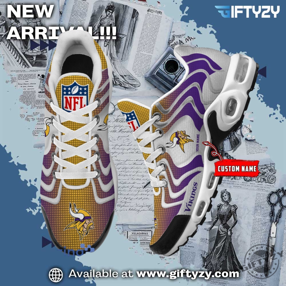 NFL Team Custom Name Nike Air Max Plus Sneakers Shoes 3 Nfl Minnesota Vikings Ultra Custom Name Nike Air Max Plus Sneakers Shoes