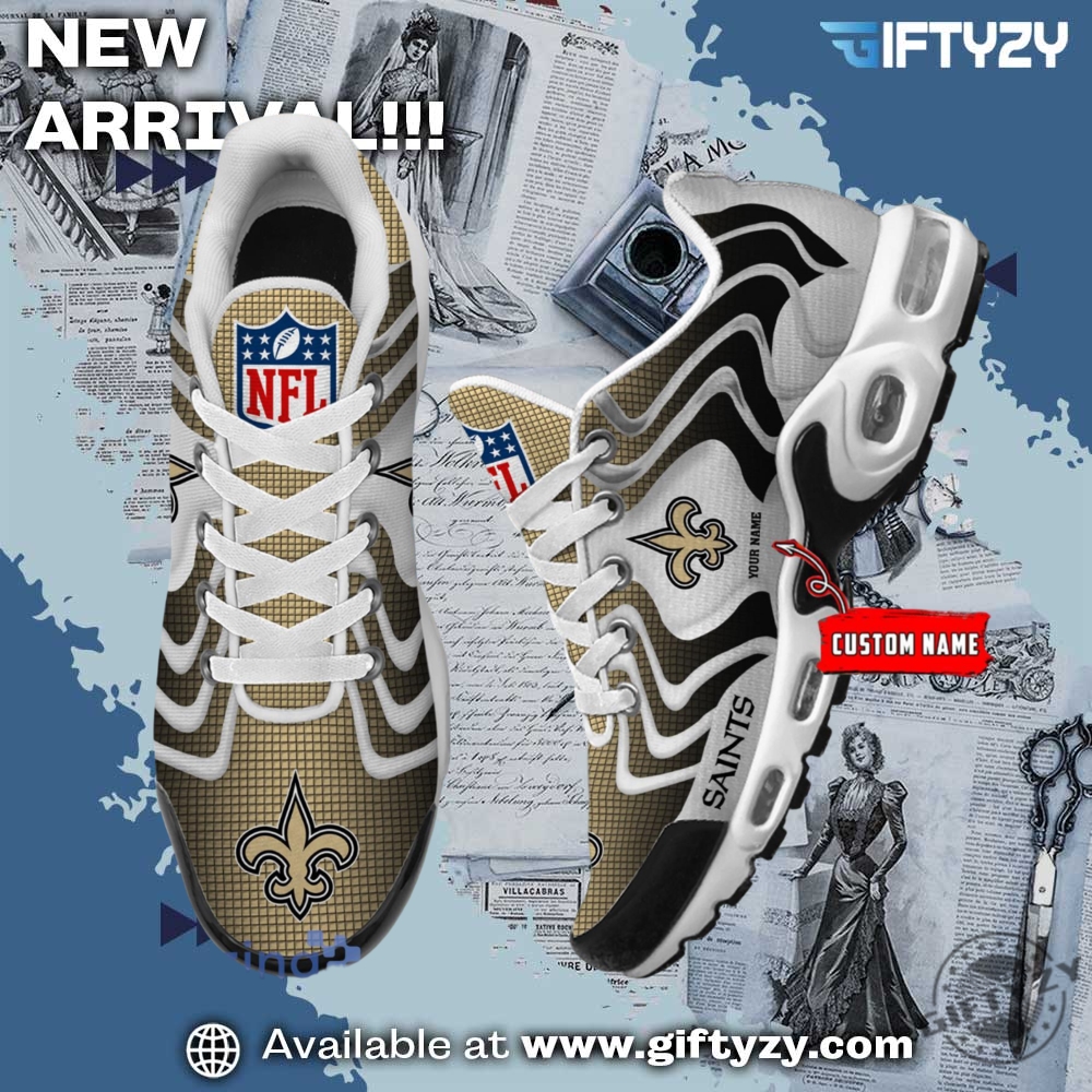 NFL Team Custom Name Nike Air Max Plus Sneakers Shoes 5 Nfl New Orleans Saints Ultra Custom Name Nike Air Max Plus Sneakers Shoes