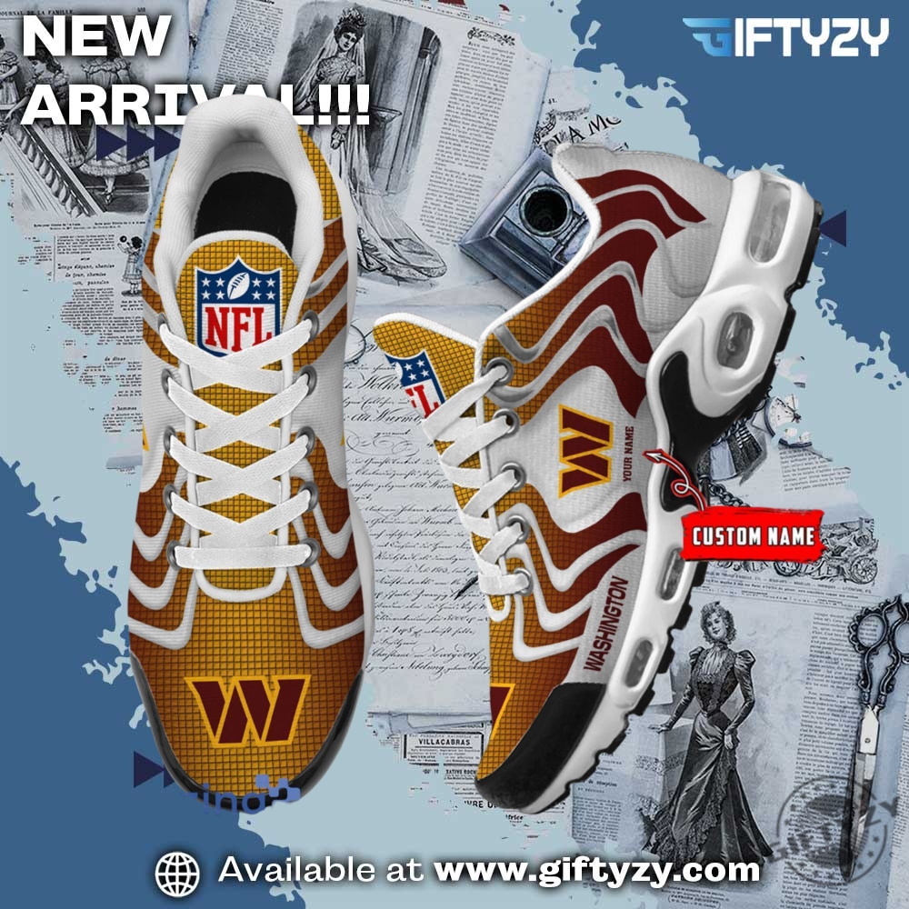 NFL Team Custom Name Nike Air Max Plus Sneakers Shoes 11 Nfl Washington Commanders Ultra Custom Name Nike Air Max Plus Sneakers Shoes