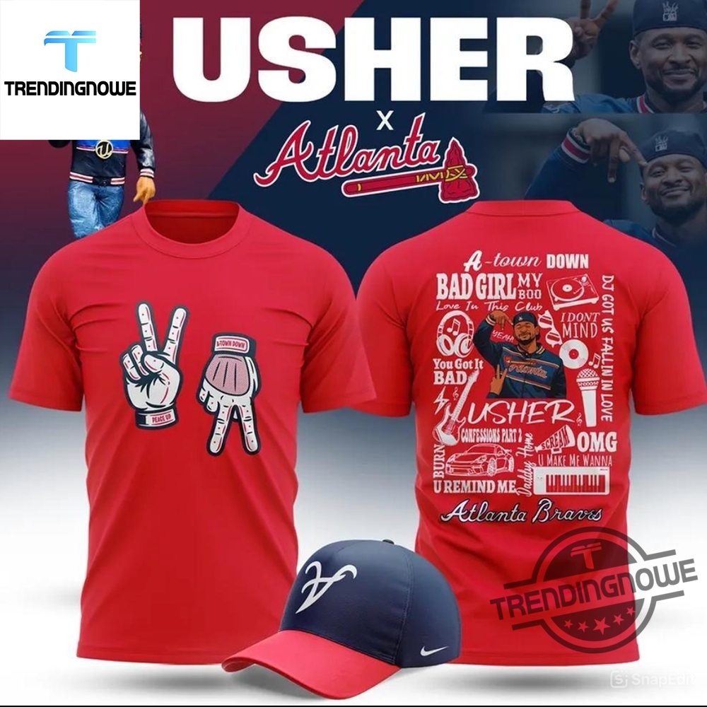 "Top 2025 Shirts: Thunder, Beach Boys, Blue Jays, Trivium & More" 20 Atlanta Braves Usher A Town 2025 Shirt