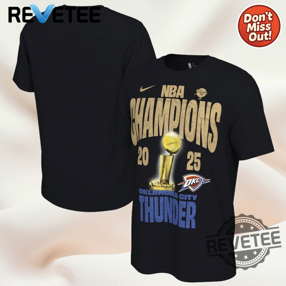 Oklahoma City Thunder Nike Black 2025 Nba Finals Champions Locker Room Confetti T Shirt revetee 1