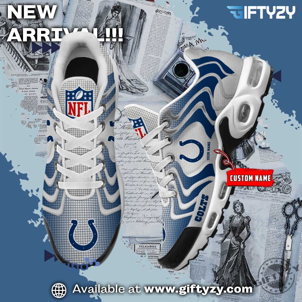 NFL teams Custom Name Nike Air Max Plus Sneakers Shoes 12 Nfl Indianapolis Colts Ultra Custom Name Nike Air Max Plus Sneakers Shoes