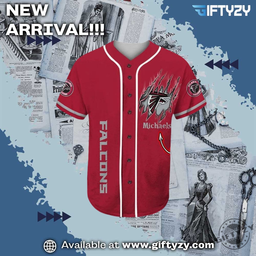 MLB x NFL Baseball Jersey 4 Atlanta Falcons Mascot Nfl Personalized Baseball Jersey