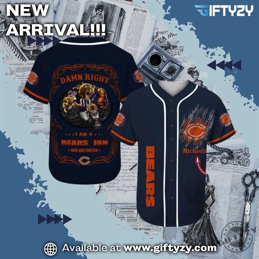 MLB x NFL Baseball Jersey 7 Chicago Bears Mascot Nfl Personalized Baseball Jersey