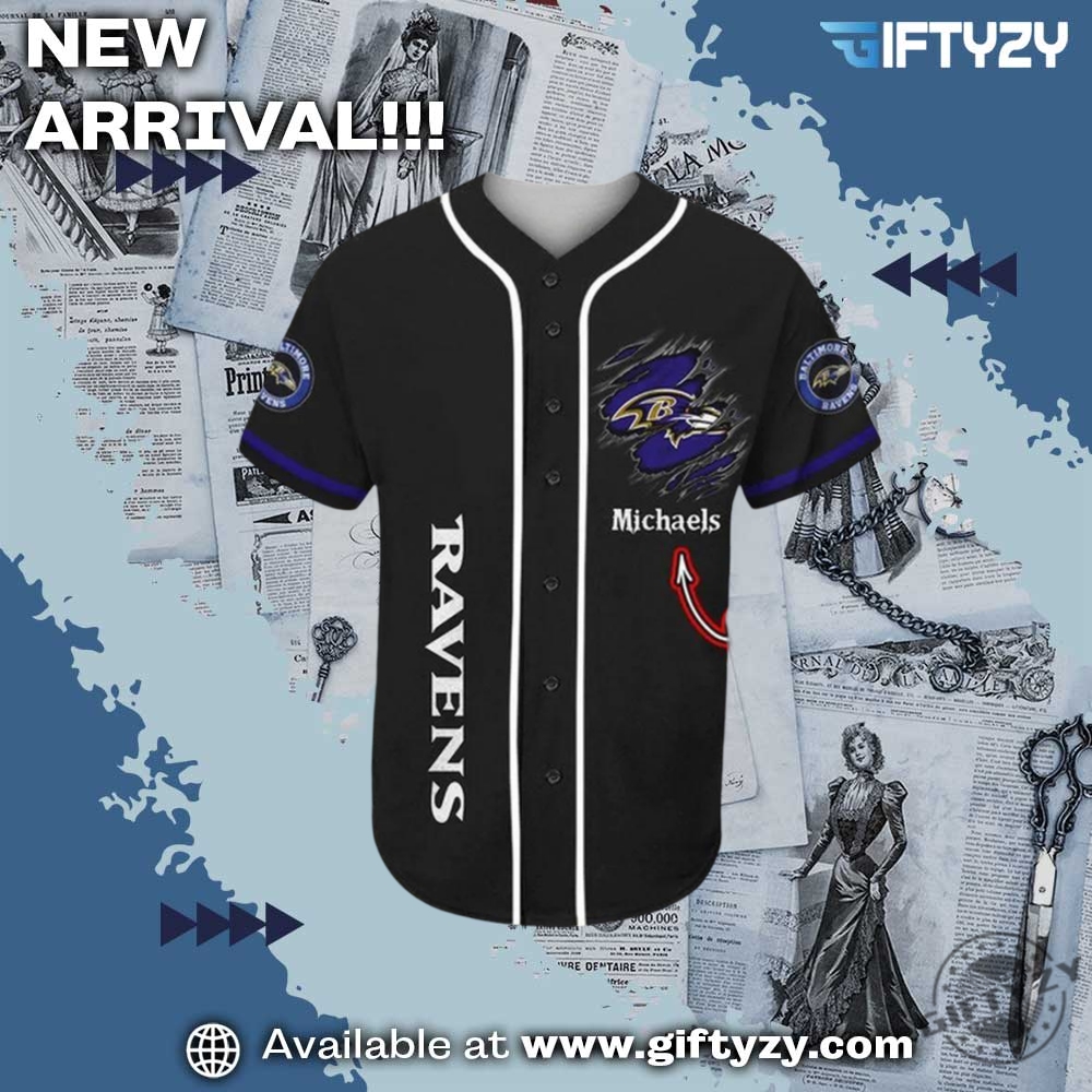 MLB x NFL Baseball Jersey 9 Baltimore Ravens Nfl Custom Name Baseball Jersey