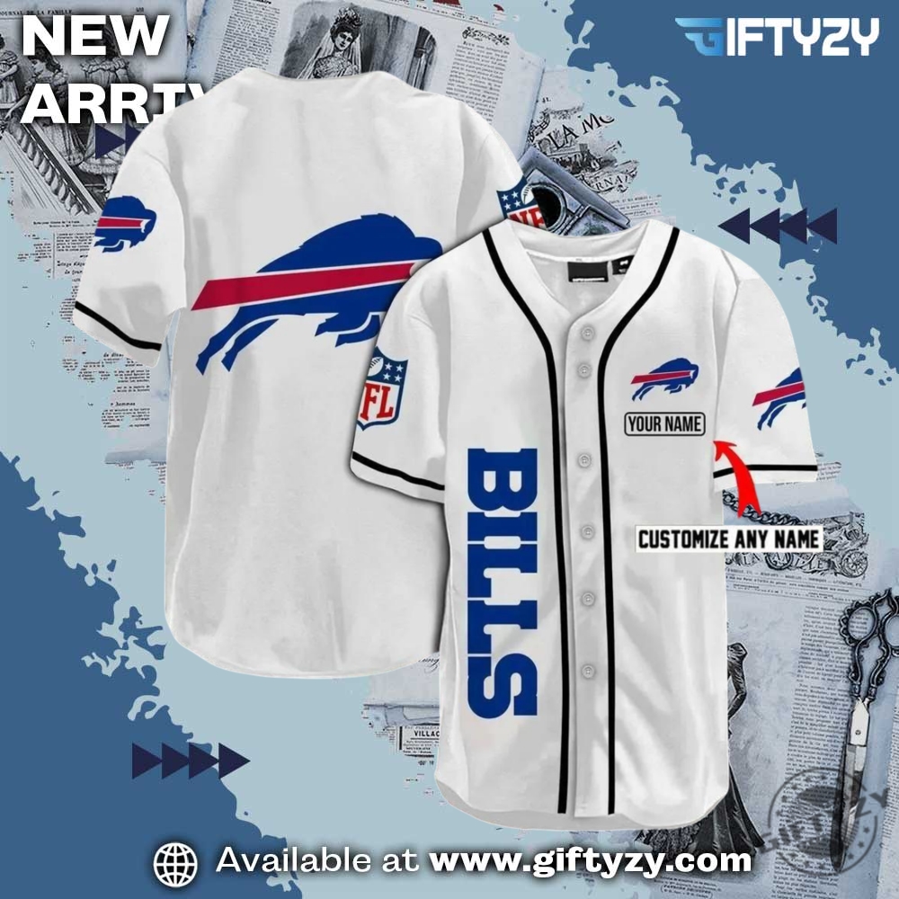 MLB x NFL Baseball Jersey 12 Nfl Buffalo Bills 3D Printed Personalized Logo White Baseball Jersey