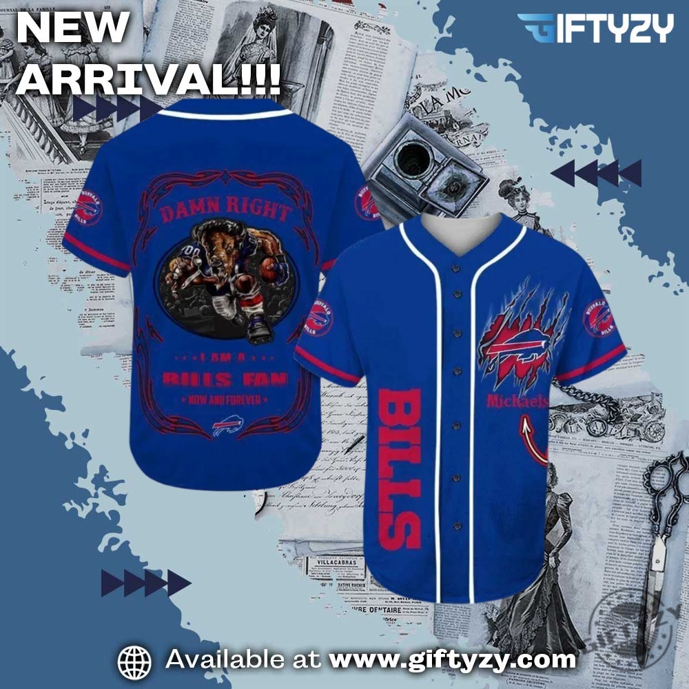 MLB x NFL Baseball Jersey 13 Buffalo Bills Mascot Nfl Custom Name Baseball Jersey
