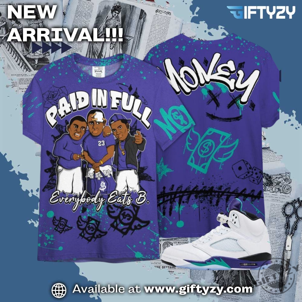 Jordan 5 Grape Sneaker Match Shirt 18 Jordan 5 Retro Grape Tee Paid In Full Crayon Sneaker Matching Shirt