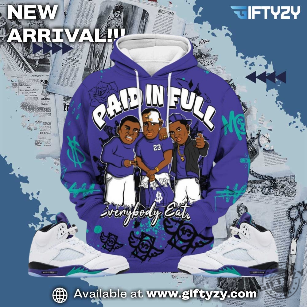 Jordan 5 Retro Grape Tee Paid In Full Crayon Sneaker Matching Shirt 7 Jordan 5 Retro Grape Tee Paid In Full Crayon Sneaker Matching Shirt