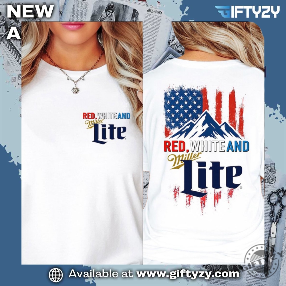 Red White And Miller Lite Usa Flag Shirt 3 Red White And Miller Lite USA Flag Shirt