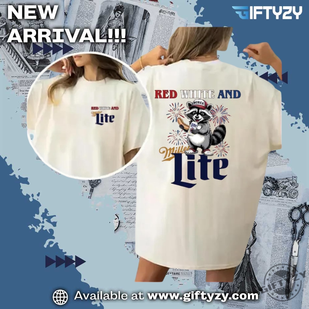 Music Summer Vibes Shirt 14 Raccoon Beer Tee Funny Miller Lite 4Th Of July Two Sided Shirt