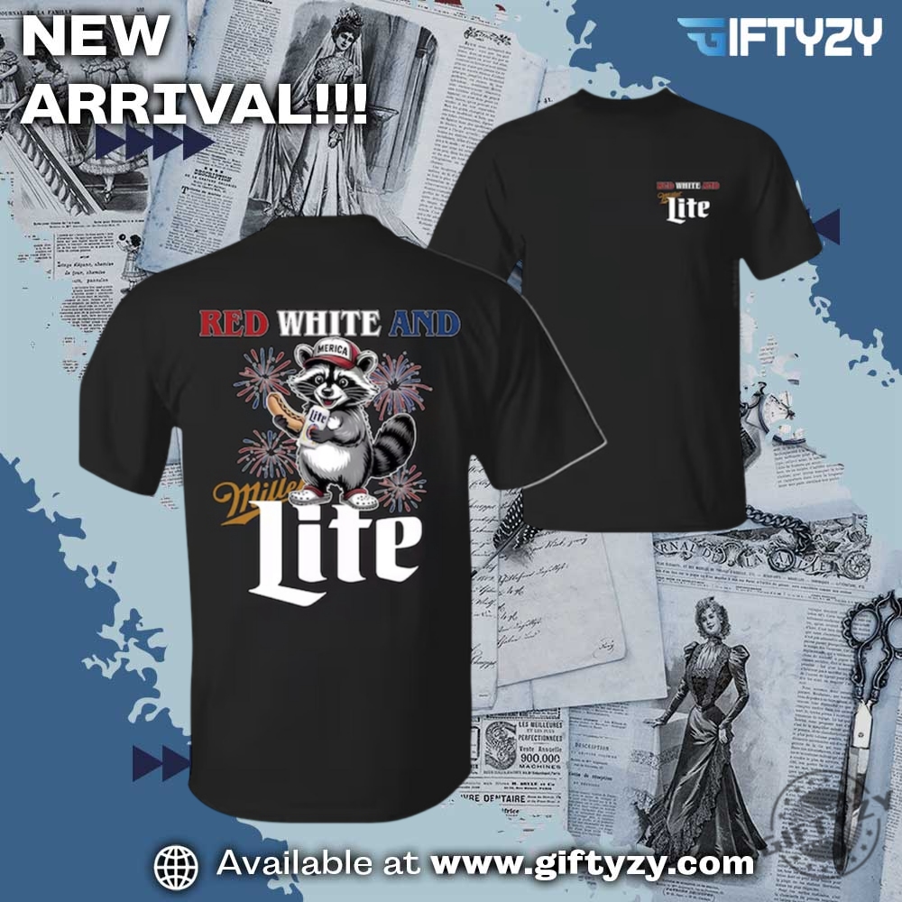 Raccoon Beer Tee Funny Miller Lite 4Th Of July Two Sided Shirt 3 Raccoon Beer Tee Funny Miller Lite 4th of July Two Sided Shirt