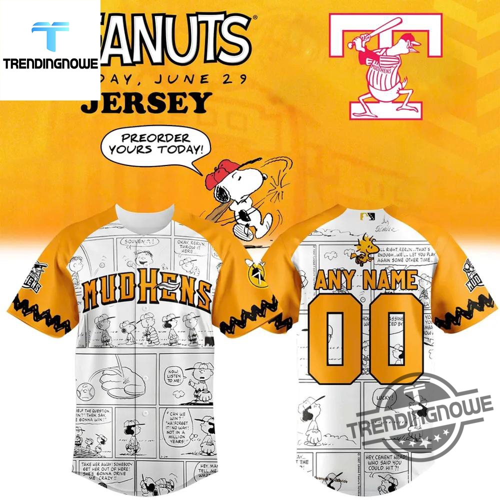 Toledo Mud Hens Peanuts 2025 Baseball Jersey 5 Toledo Mud Hens Peanuts 2025 Baseball Jersey