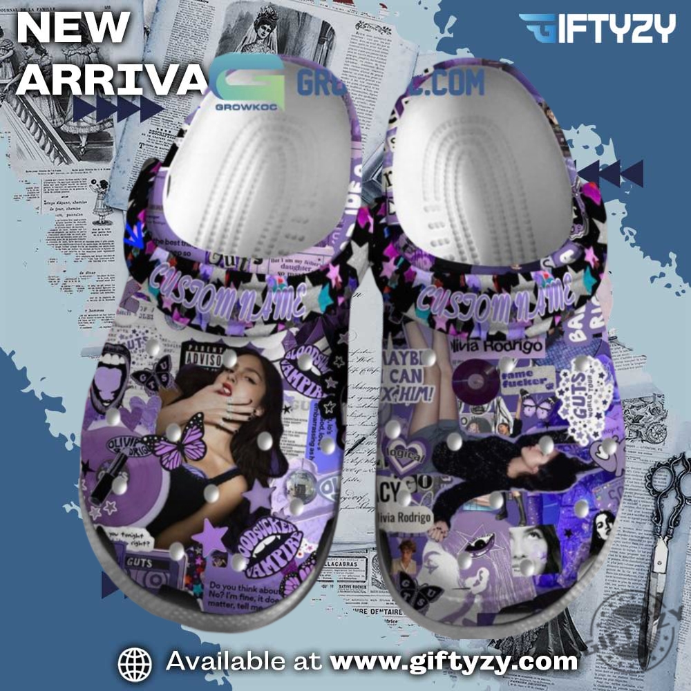 NFL teams, Music Crocs 20 Olivia Rodrigo Blood Sucker Vampire Custom Name Crocs