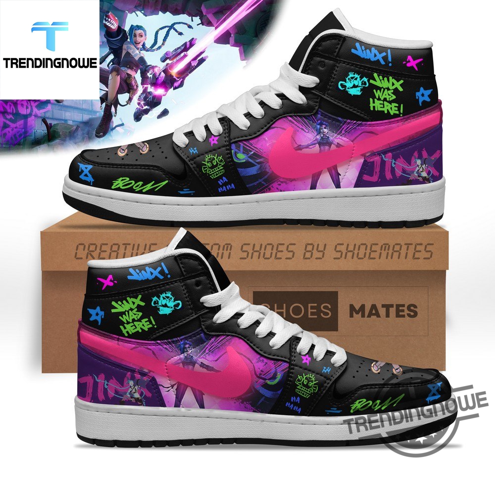 "Stylish League of Legends Arcane Air Jordans and Dunks Collection" 3 League Of Legends Jinx Arcane Air Jordan 1 High Top Shoes