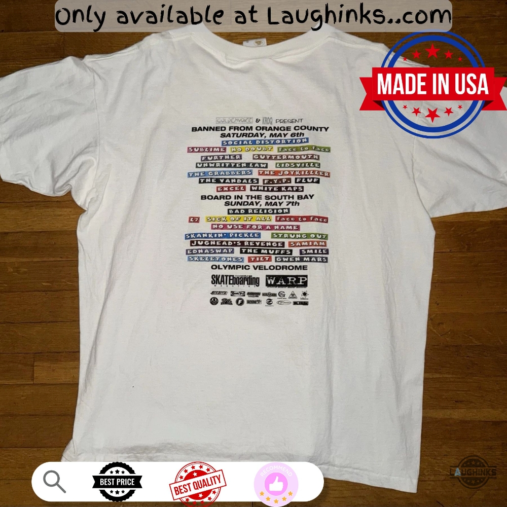 Banned From Oc Sublime 1990S Chiseled Spam Coop Bad Religion La California Concert Shirt New Printed 7 Banned From OC Sublime 1990s Chiseled Spam Coop Bad Religion La California Concert Shirt New Printed