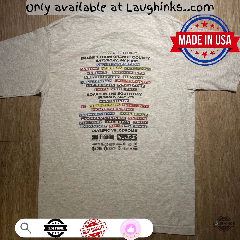 Banned From Oc Sublime 1990S Chiseled Spam Coop Bad Religion La California Concert Shirt New Printed 10 Banned From OC Sublime 1990s Chiseled Spam Coop Bad Religion La California Concert Shirt New Printed