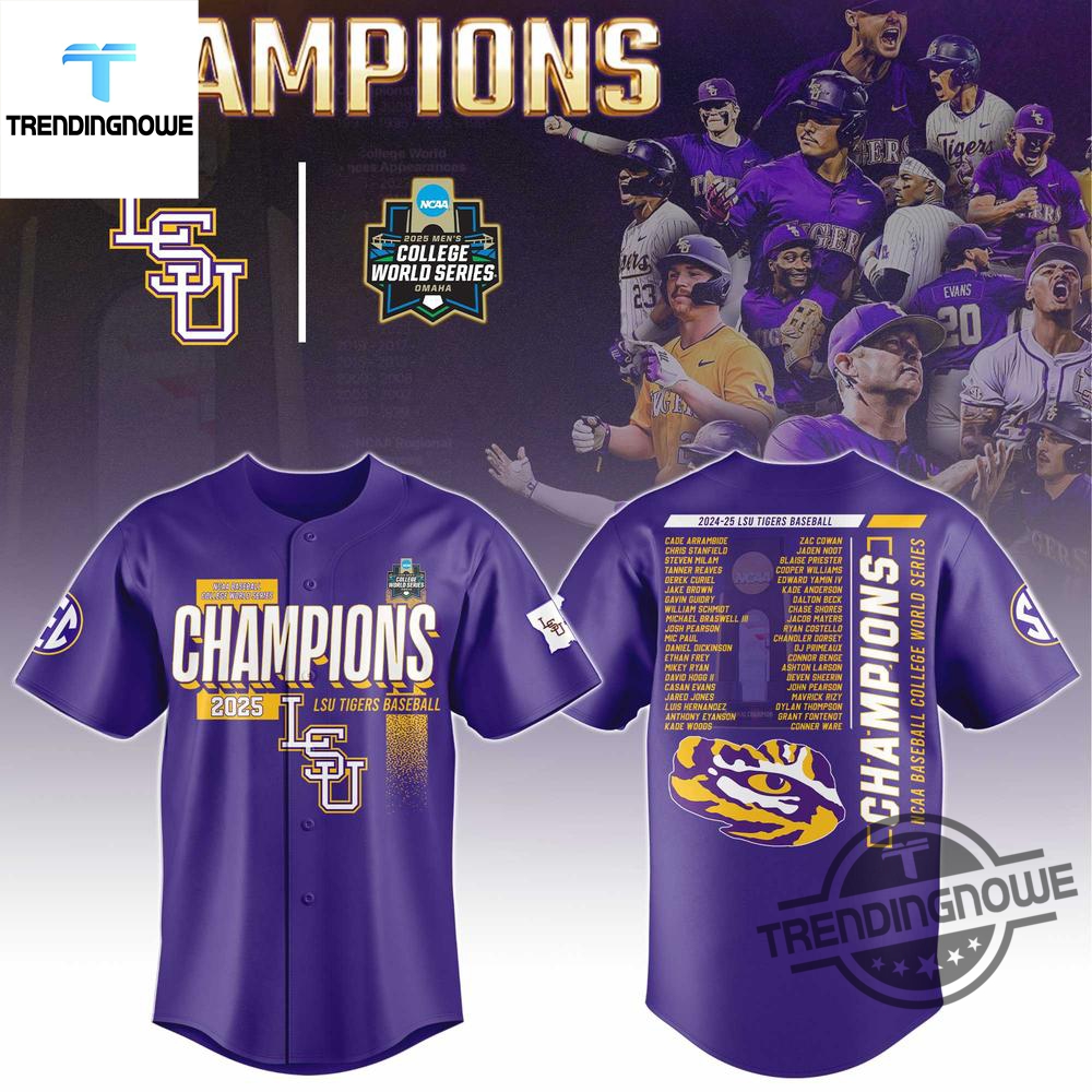 LSU Baseball 2025 College World Series Champions Baseball Jersey 7 LSU Baseball 2025 College World Series Champions Baseball Jersey