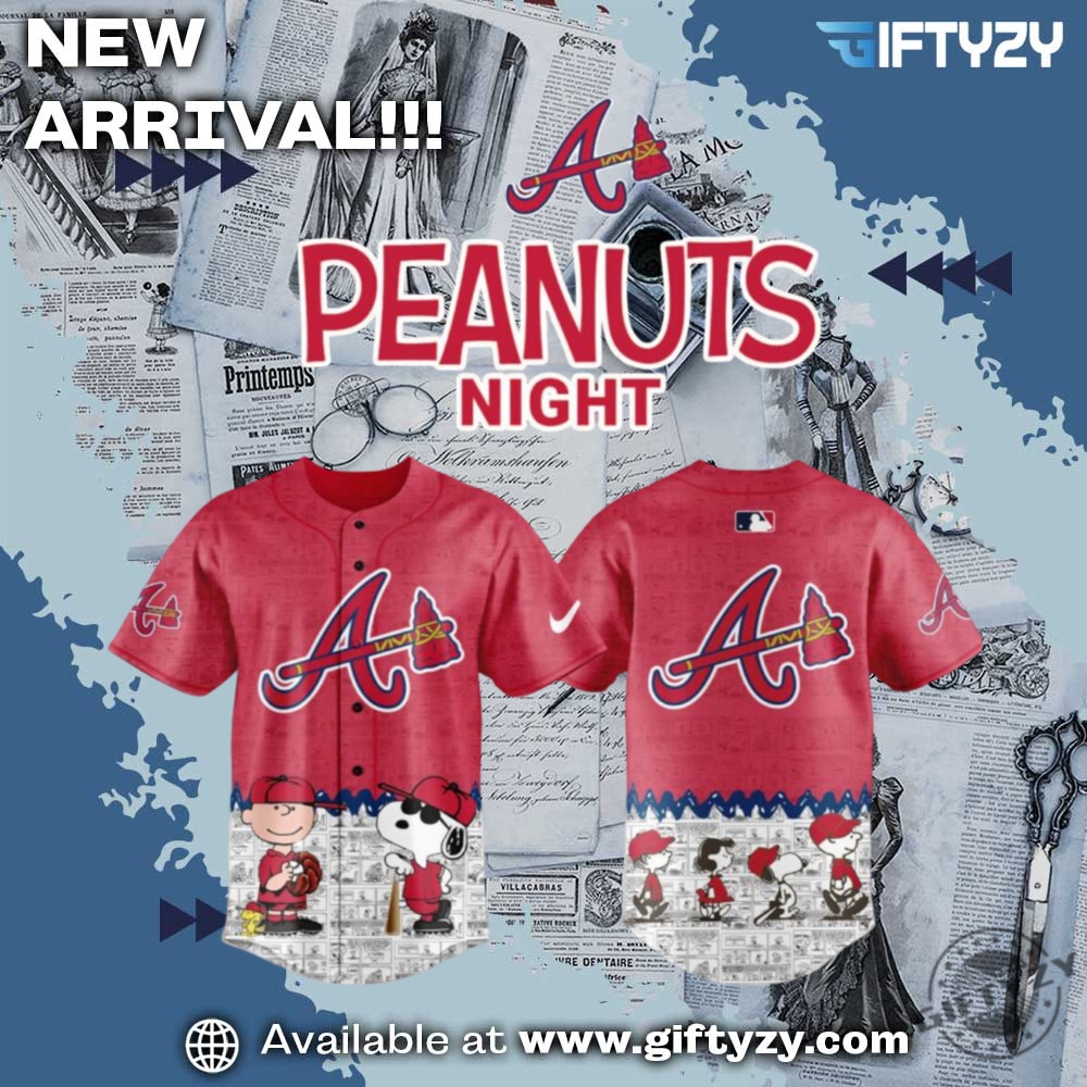 MLB Team 3D Jersey For Fan 6 Mlb Atlanta Braves Peanut Snoopy Baseball Jersey