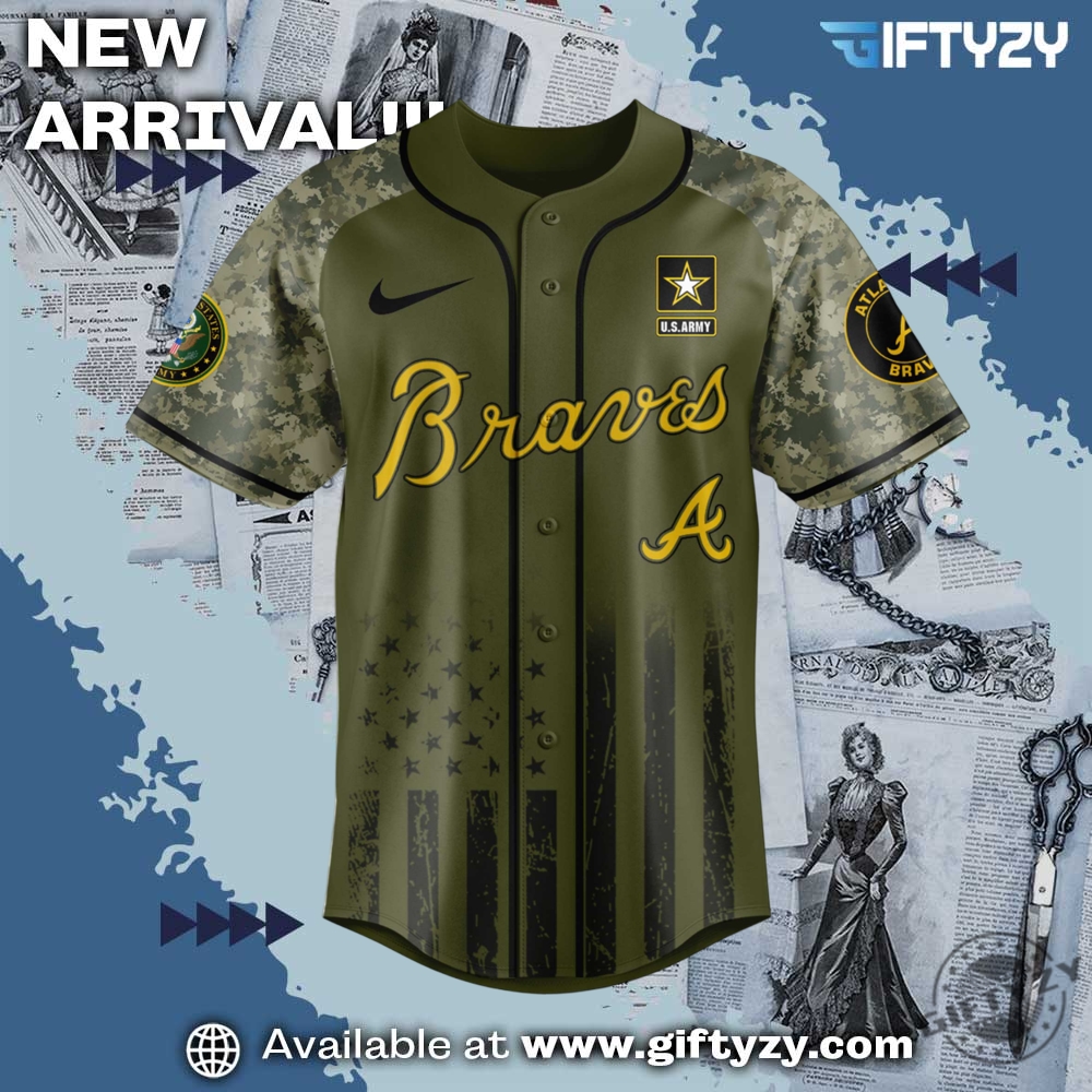 Mlb Atlanta Braves 250Th Us Army 3D Baseball Jersey 4 MLB Atlanta Braves 250th US Army 3D Baseball Jersey
