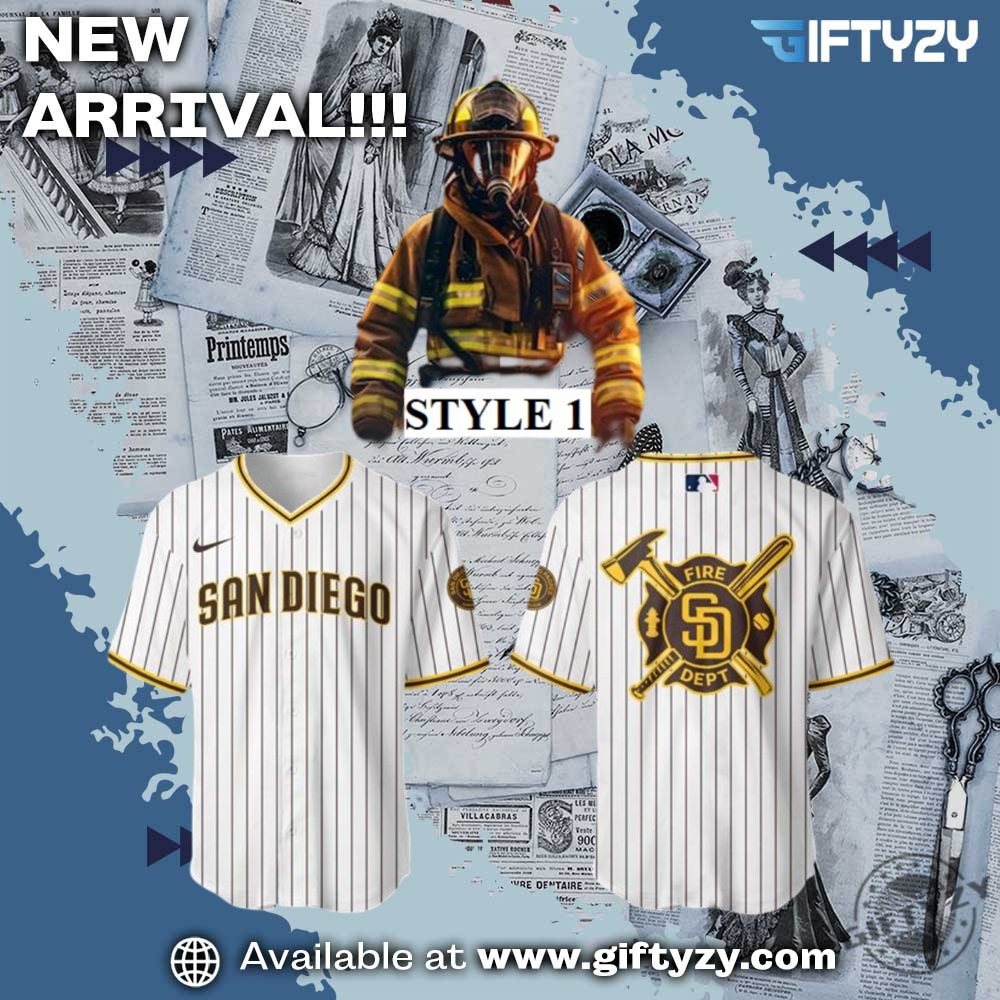 MLB Team 3D Jersey For Fan 13 San Diego Padres Firefighter Baseball Jersey