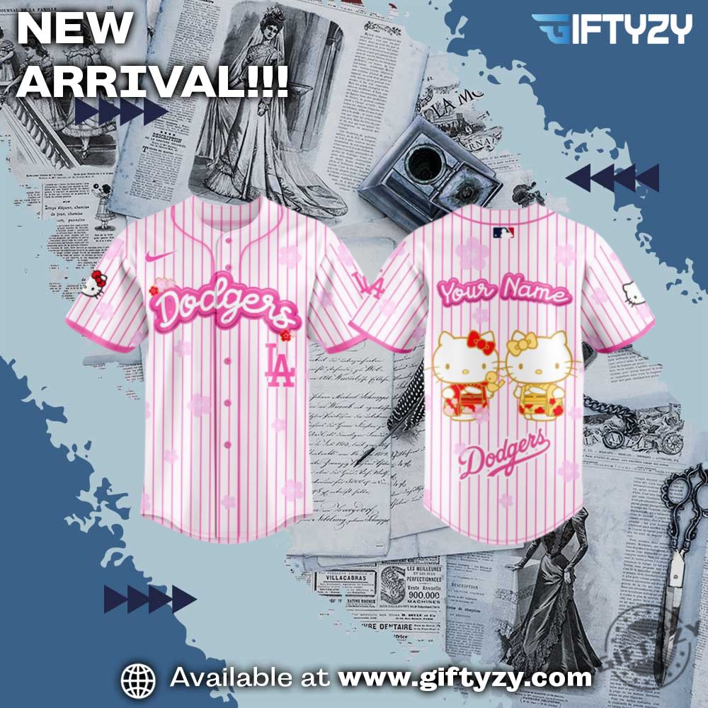 MLB Team 3D Jersey For Fan 18 Mlb Los Angeles Dodgers Hello Kitty Custom Name Baseball Jersey