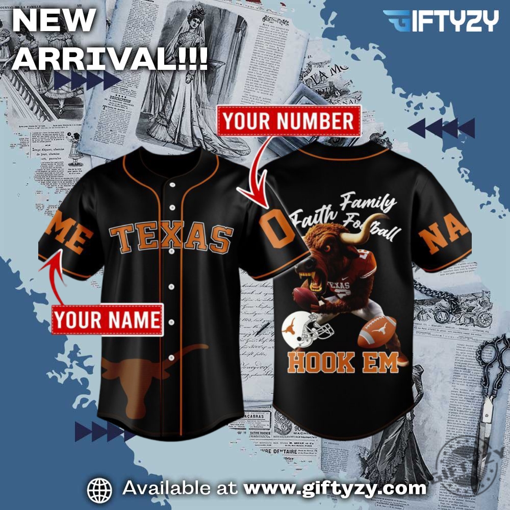 MLB Team 3D Jersey For Fan 19 Texas Longhorns Hook Em Personalized Custom Name Baseball Jersey
