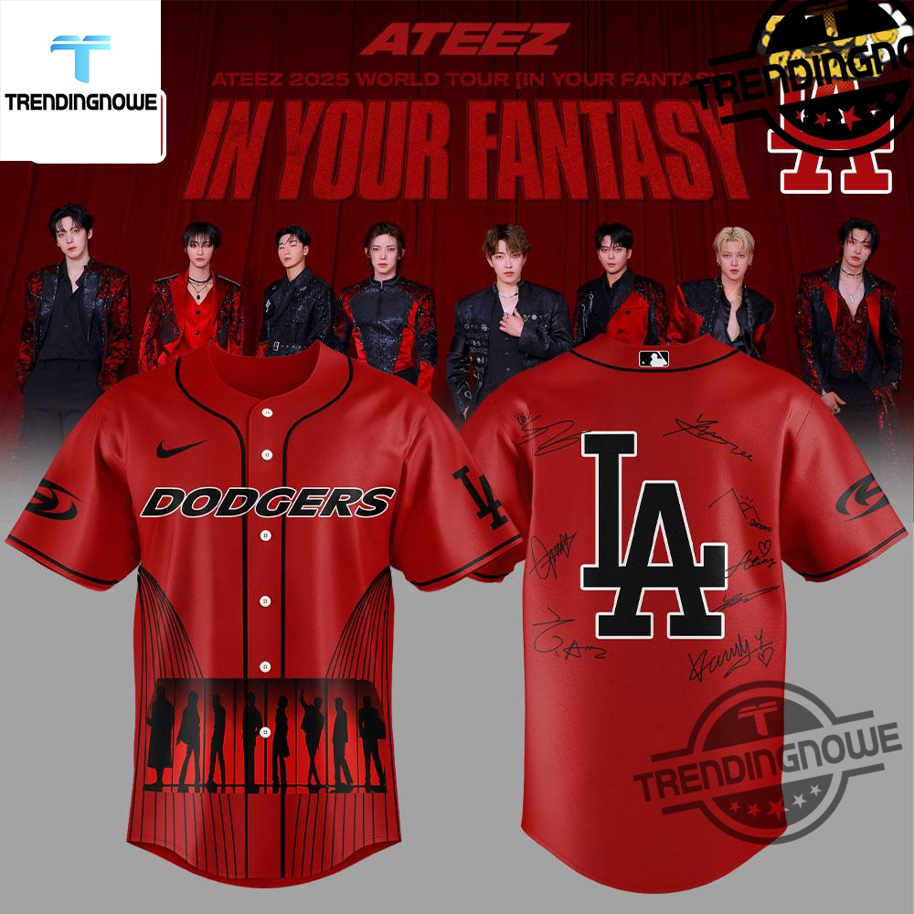 "2025 Apparel: Benson Boone Shirts and Exclusive Baseball Jerseys" 11 Los Angeles Dodgers Ateez 2025 World Tour Baseball Red Jersey