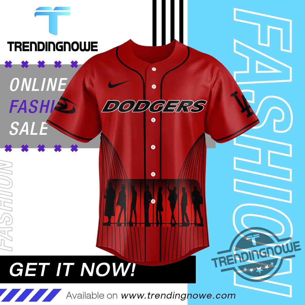 Los Angeles Dodgers Ateez 2025 World Tour Baseball Red Jersey 8 Los Angeles Dodgers ATEEZ 2025 World Tour Baseball Red Jersey