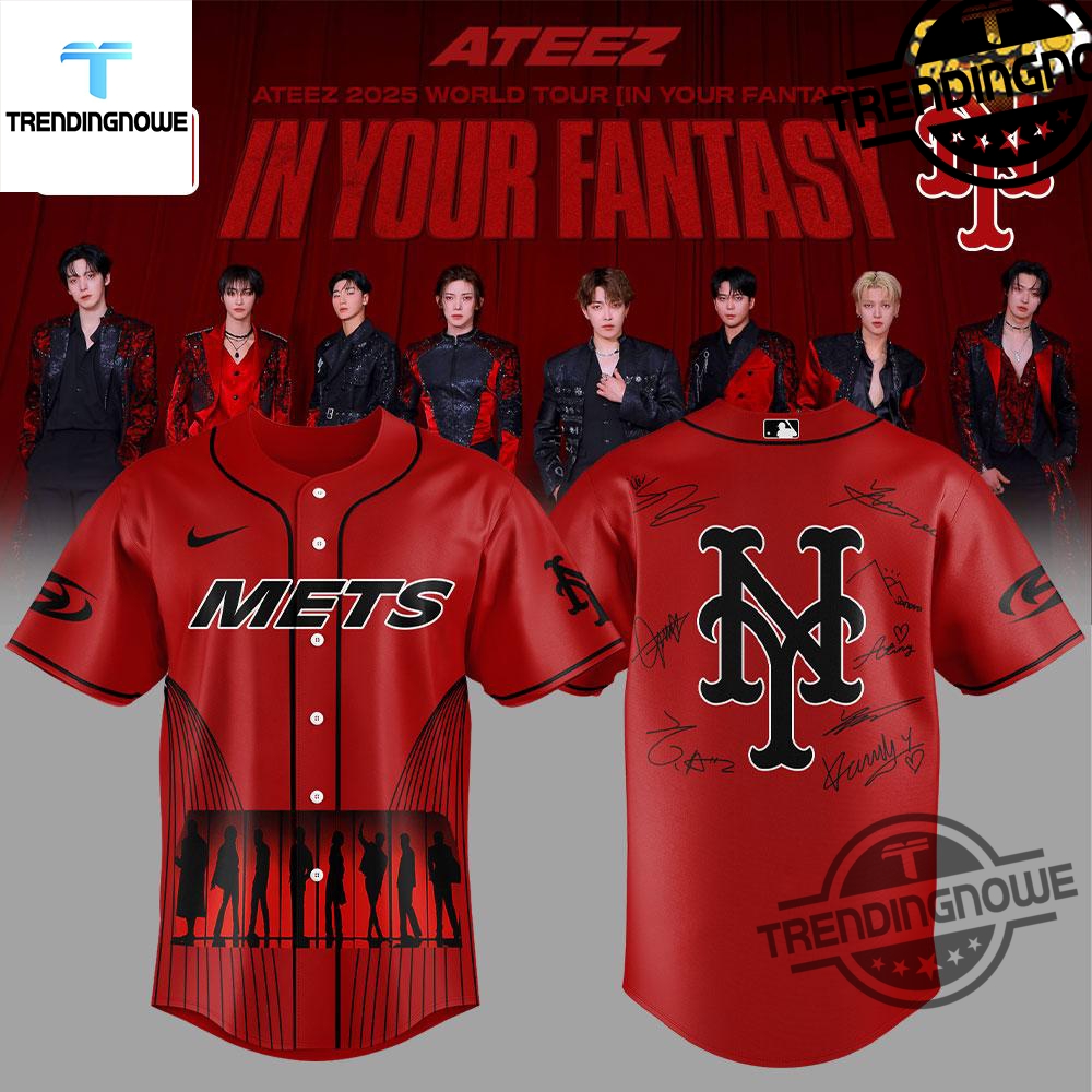 "2025 Apparel: Benson Boone Shirts and Exclusive Baseball Jerseys" 13 New York Mets Ateez 2025 World Tour Baseball Jersey