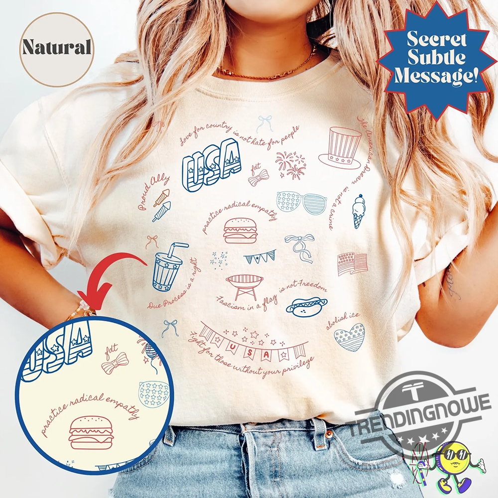 "Top 2025 OKC Thunder Championship Tees: Celebrate Victory in Style!" 11 Liberal Fourth Of July Doodle Shirt Secret Subtle Message American Fourth Of July Tee