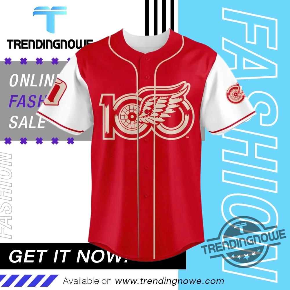 "Top 2025 Limited Edition Baseball Jerseys: Celebrate with Style!" 4 Detroit Red Wings 100 Years Of Hockeytown Baseball Jersey