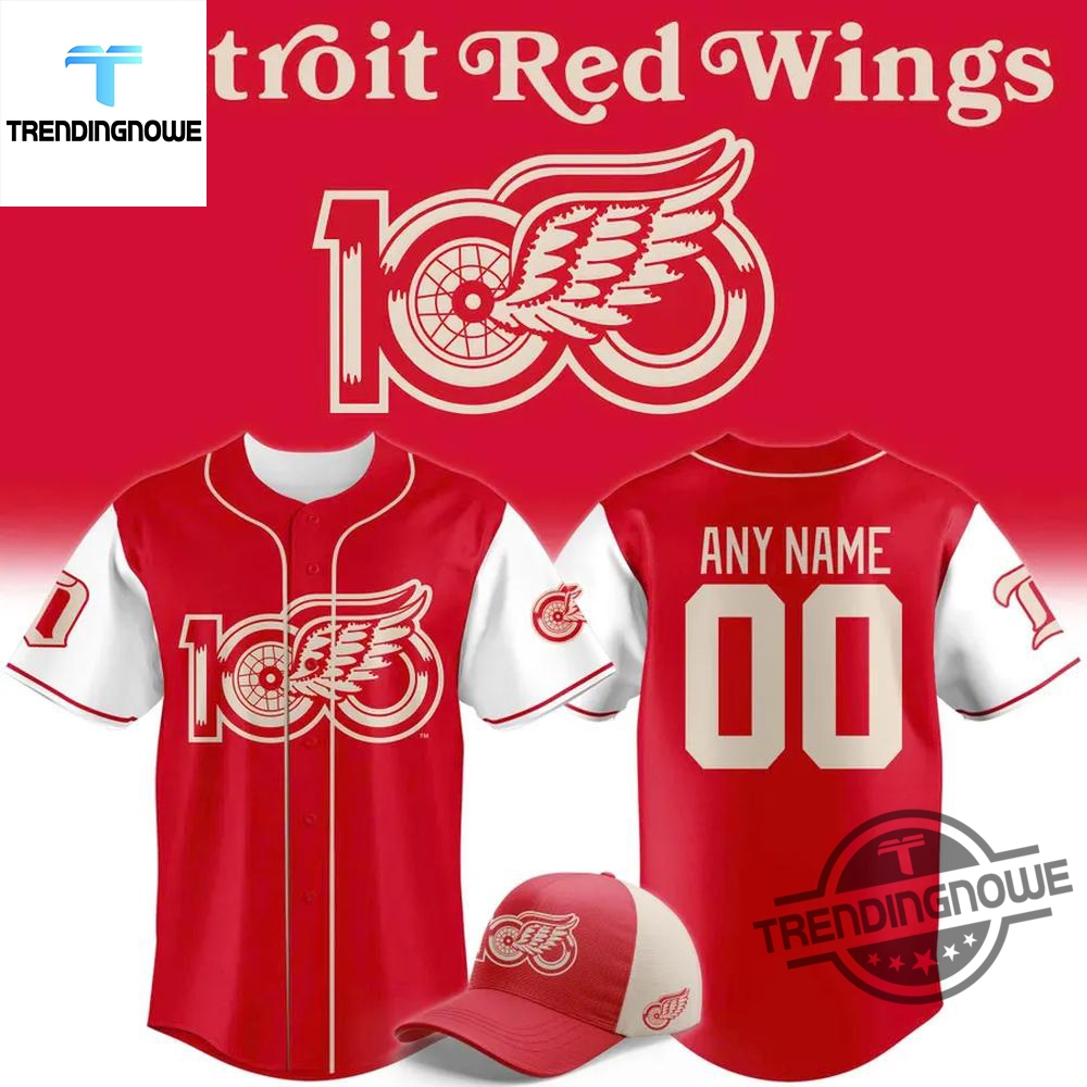 Detroit Red Wings 100 Years Of Hockeytown Baseball Jersey 7 Detroit Red Wings 100 Years Of Hockeytown Baseball Jersey