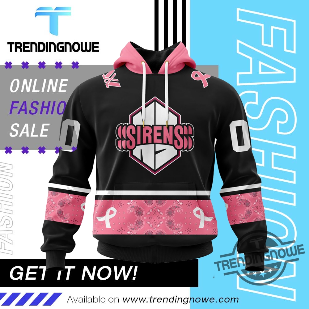 "Top Trendy Hats and Shirts for 2025: Styles and Teams" 9 New York Sirens Pwhl Pink Paisley Fights Breast Cancer Shirt Hoodie