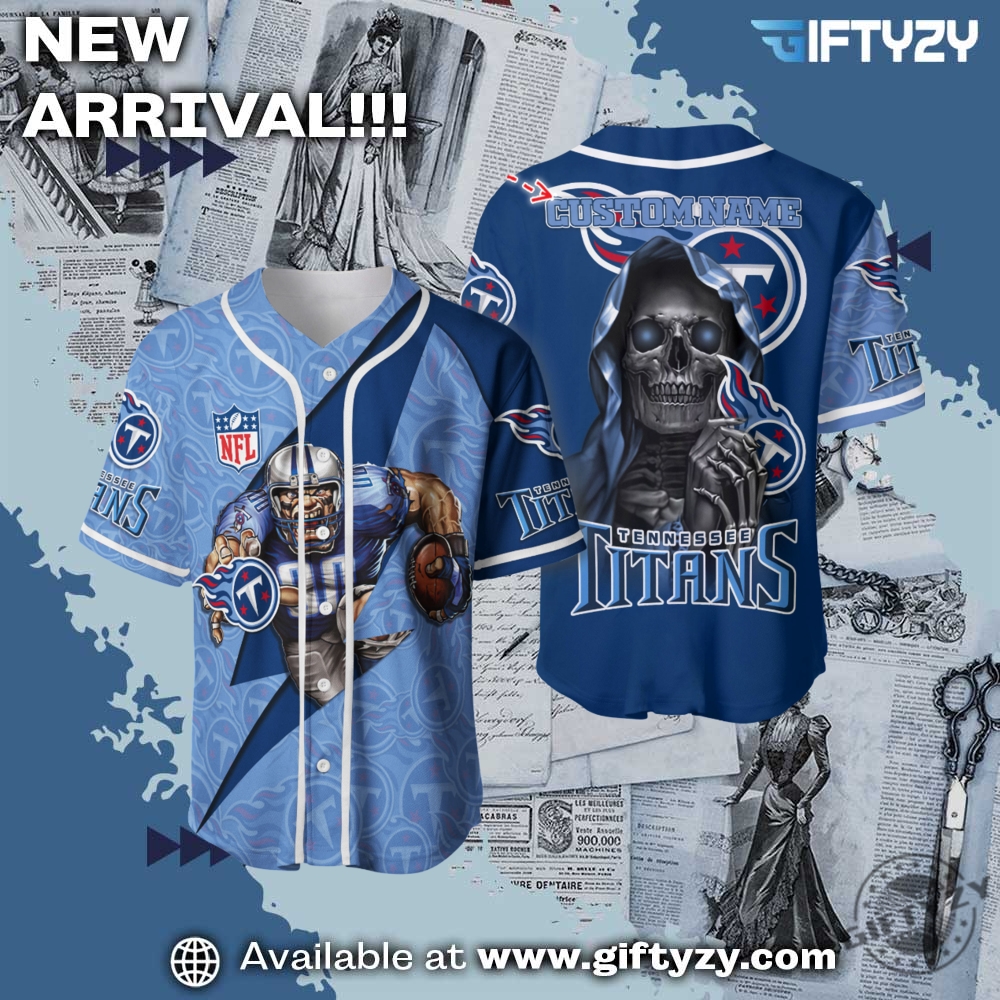 NFL Teams Personalized Baseball Jersey mascot 3 Nfl Tennessee Titans Personalized Baseball Jersey Mascot Shirt For Fans