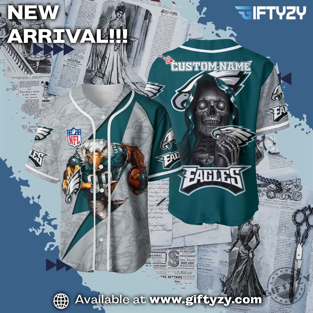 NFL Teams Personalized Baseball Jersey mascot 7 Nfl Philadelphia Eagles Personalized Baseball Jersey Mascot Shirt For Fans