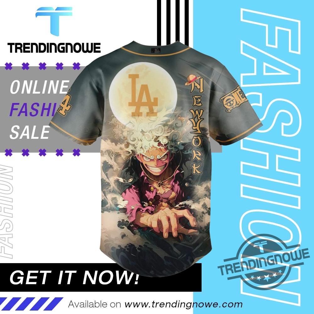 "Top 2025 Anime-Inspired Baseball Jerseys: Astros, Dodgers, Giants, Blue Jays" 3 Los Angeles Dodgers Luffy Gear 5 Nika Form Baseball Jersey