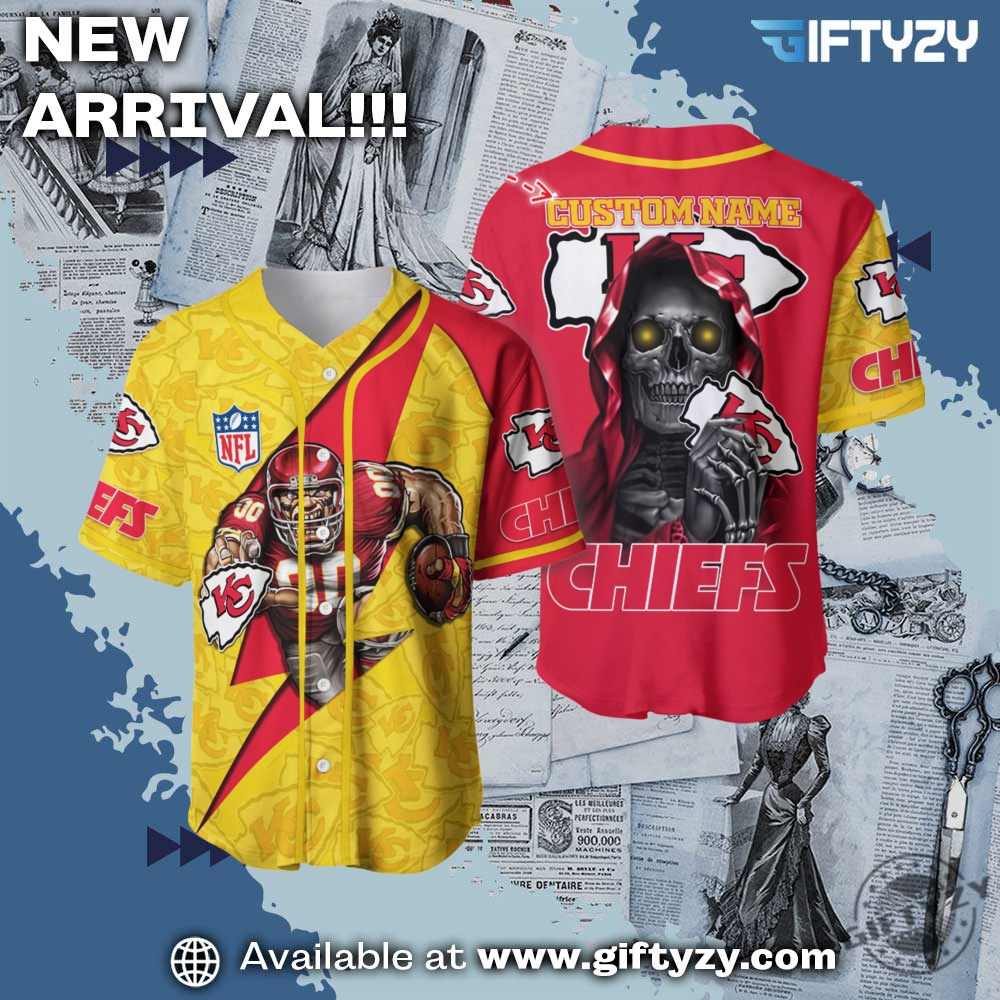 NFL Teams Personalized Baseball Jersey mascot 13 Nfl Kansas City Chiefs Personalized Baseball Jersey Mascot Shirt For Fans