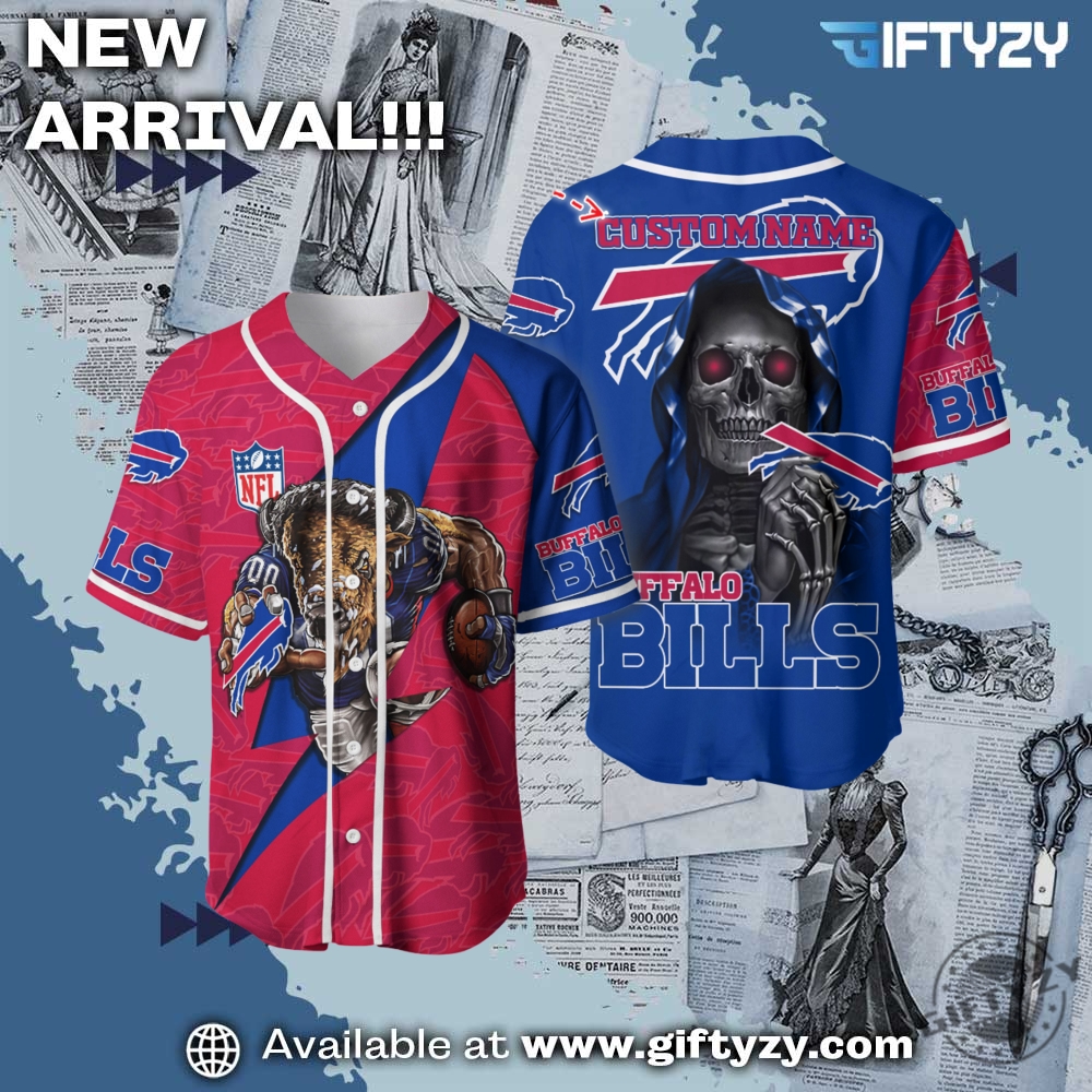 NFL Teams Personalized Baseball Jersey mascot 19 Nfl Buffalo Bills Personalized Baseball Jersey Mascot Shirt For Fans
