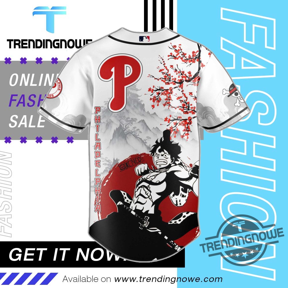 "Top 2025 Baseball Jerseys: Star Wars, One Piece, and Heritage" 3 Philadelphia Phillies One Piece Peach Blossom 2025 Baseball Jersey