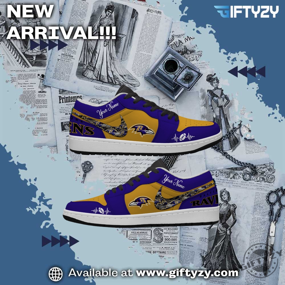 NFL Teams Personalized Air Jordan 1 Shoes 15 Baltimore Ravens Nfl Football Personalized Air Jordan 1 Shoes